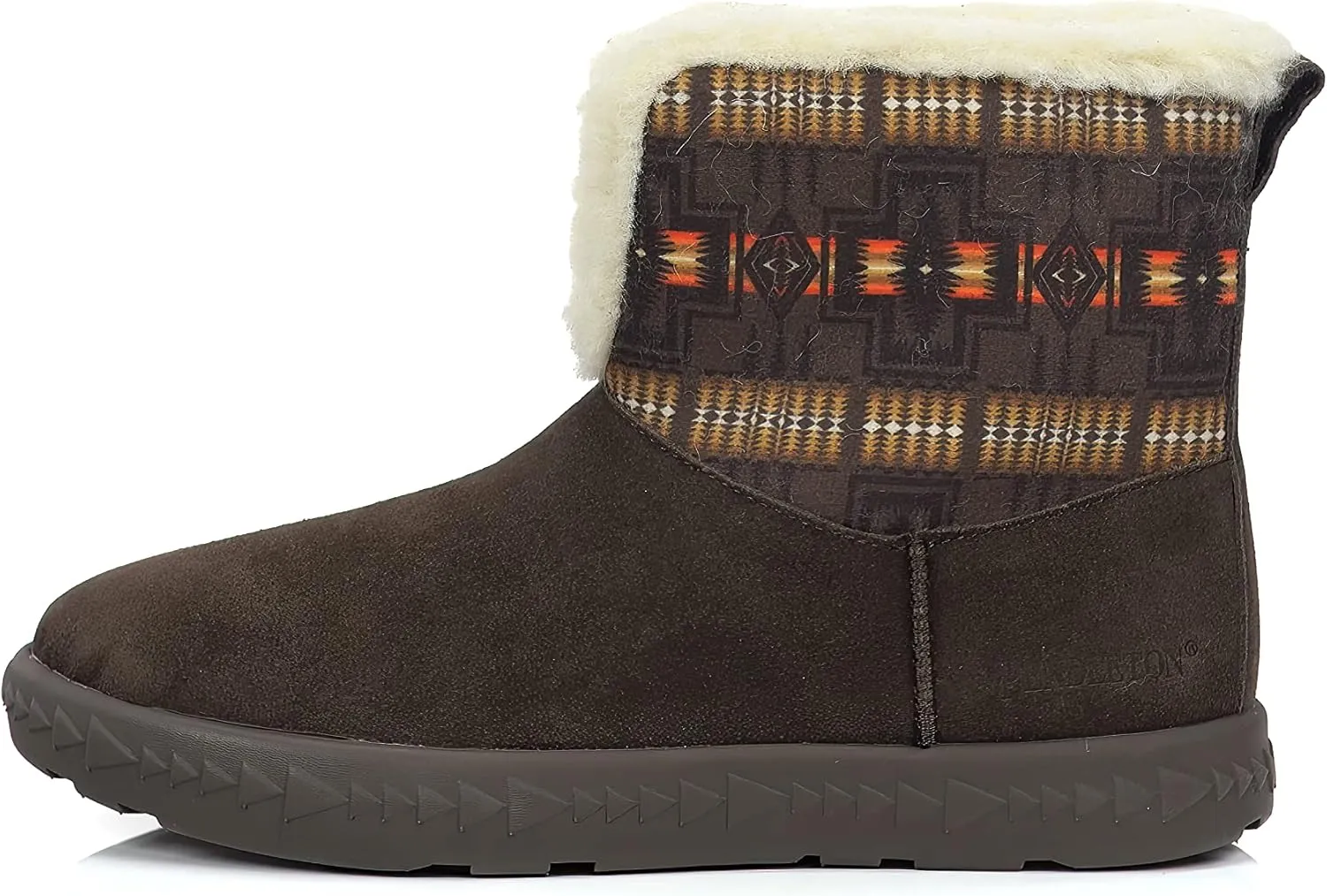 PENDLETON Women's Cabin Fold-Down Shearling Lined Winter Snow Boot, Suede Sheepskin Non-Skid Ice Anti-Slip