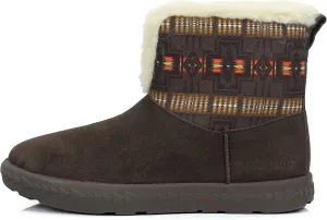 PENDLETON Women's Cabin Fold-Down Shearling Lined Winter Snow Boot, Suede Sheepskin Non-Skid Ice Anti-Slip
