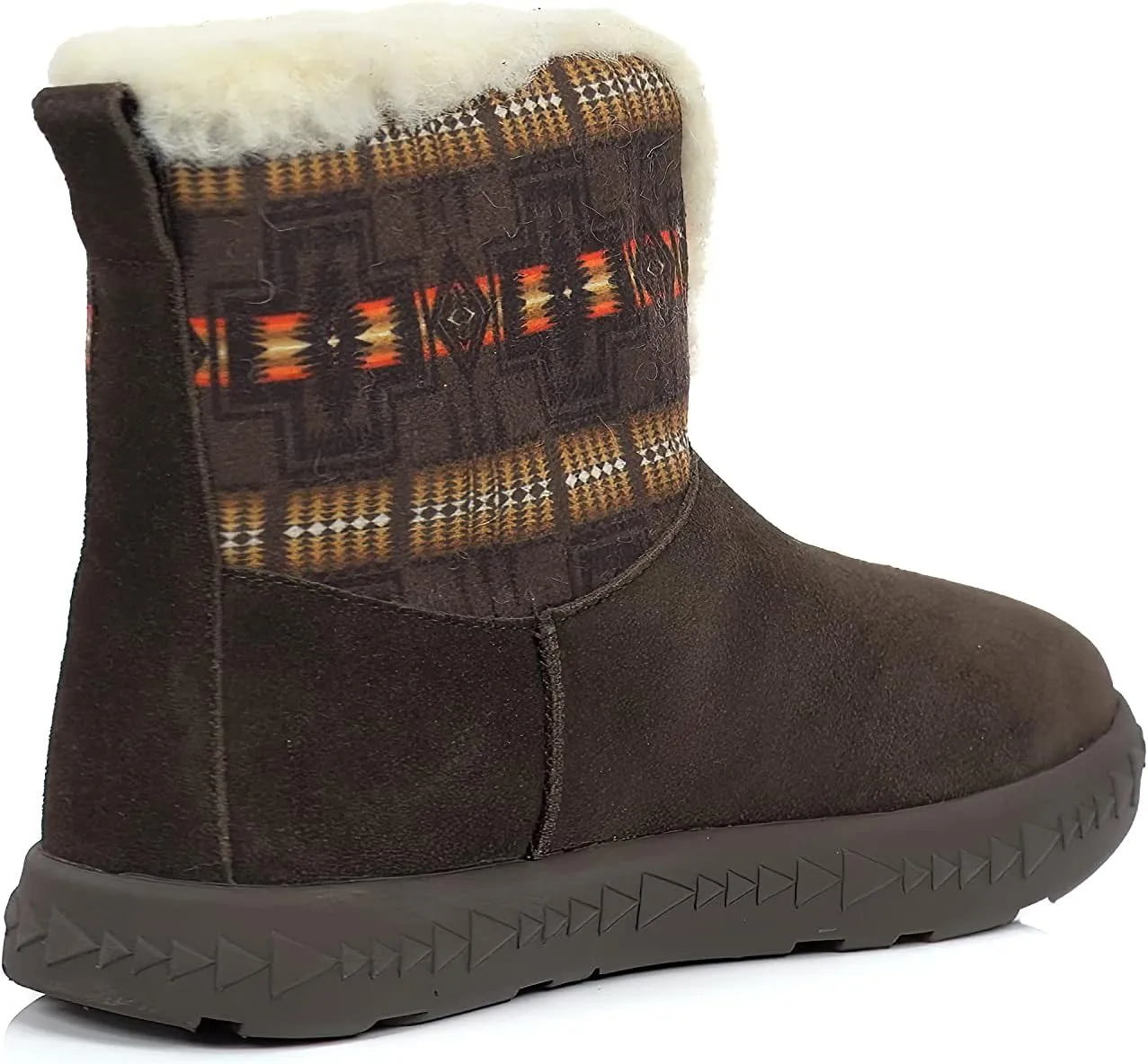 PENDLETON Women's Cabin Fold-Down Shearling Lined Winter Snow Boot, Suede Sheepskin Non-Skid Ice Anti-Slip