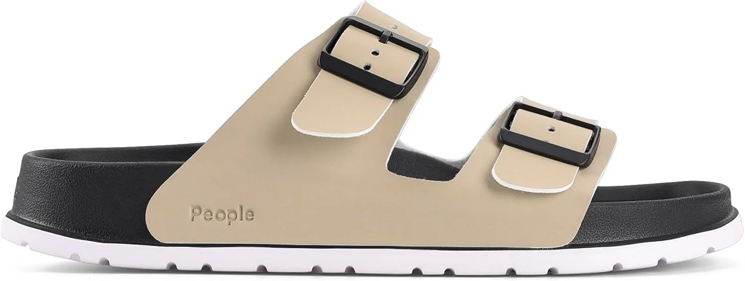 People Footwear Rubber Sandals for Women and Men, EVA Sandals, Double Buckle Slides with Two-band Slides - Perfect Summer Shoes for Comfort and Style