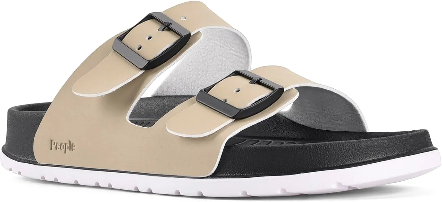 People Footwear Rubber Sandals for Women and Men, EVA Sandals, Double Buckle Slides with Two-band Slides - Perfect Summer Shoes for Comfort and Style