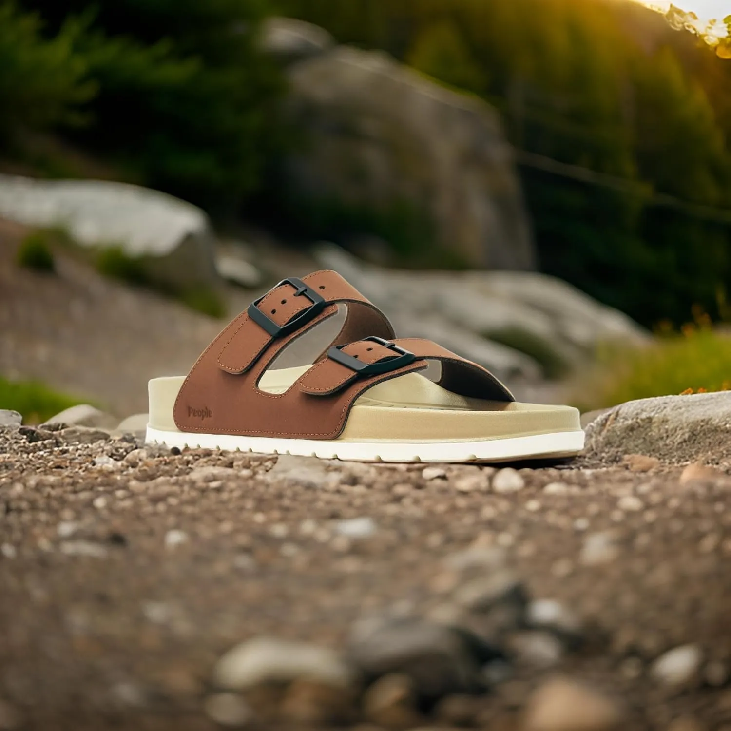 People Footwear Rubber Sandals for Women and Men, EVA Sandals, Double Buckle Slides with Two-band Slides - Perfect Summer Shoes for Comfort and Style