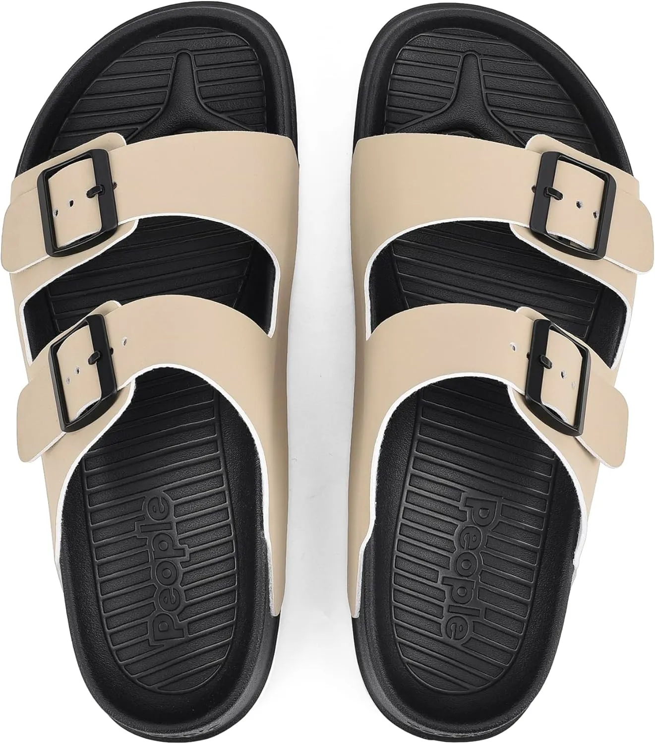 People Footwear Rubber Sandals for Women and Men, EVA Sandals, Double Buckle Slides with Two-band Slides - Perfect Summer Shoes for Comfort and Style
