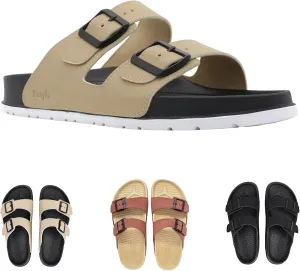People Footwear Rubber Sandals for Women and Men, EVA Sandals, Double Buckle Slides with Two-band Slides - Perfect Summer Shoes for Comfort and Style