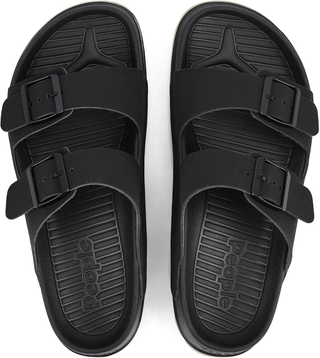 People Footwear Rubber Sandals for Women and Men, EVA Sandals, Double Buckle Slides with Two-band Slides - Perfect Summer Shoes for Comfort and Style