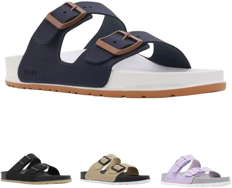 People Footwear Rubber Sandals for Women and Men, EVA Sandals, Double Buckle Slides with Two-band Slides - Perfect Summer Shoes for Comfort and Style