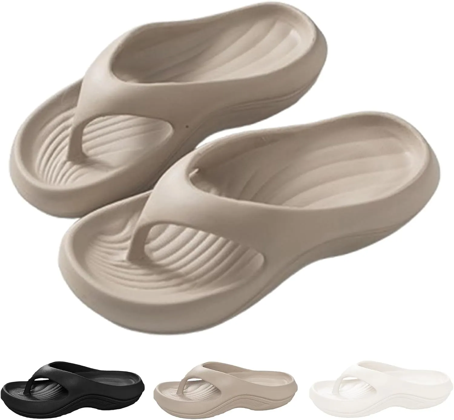 Pillow Arch Support Flip Flops, Unisex Comfortable Platform Walking Cloud Slides Non-slip Orthopedic Slippers Sandals