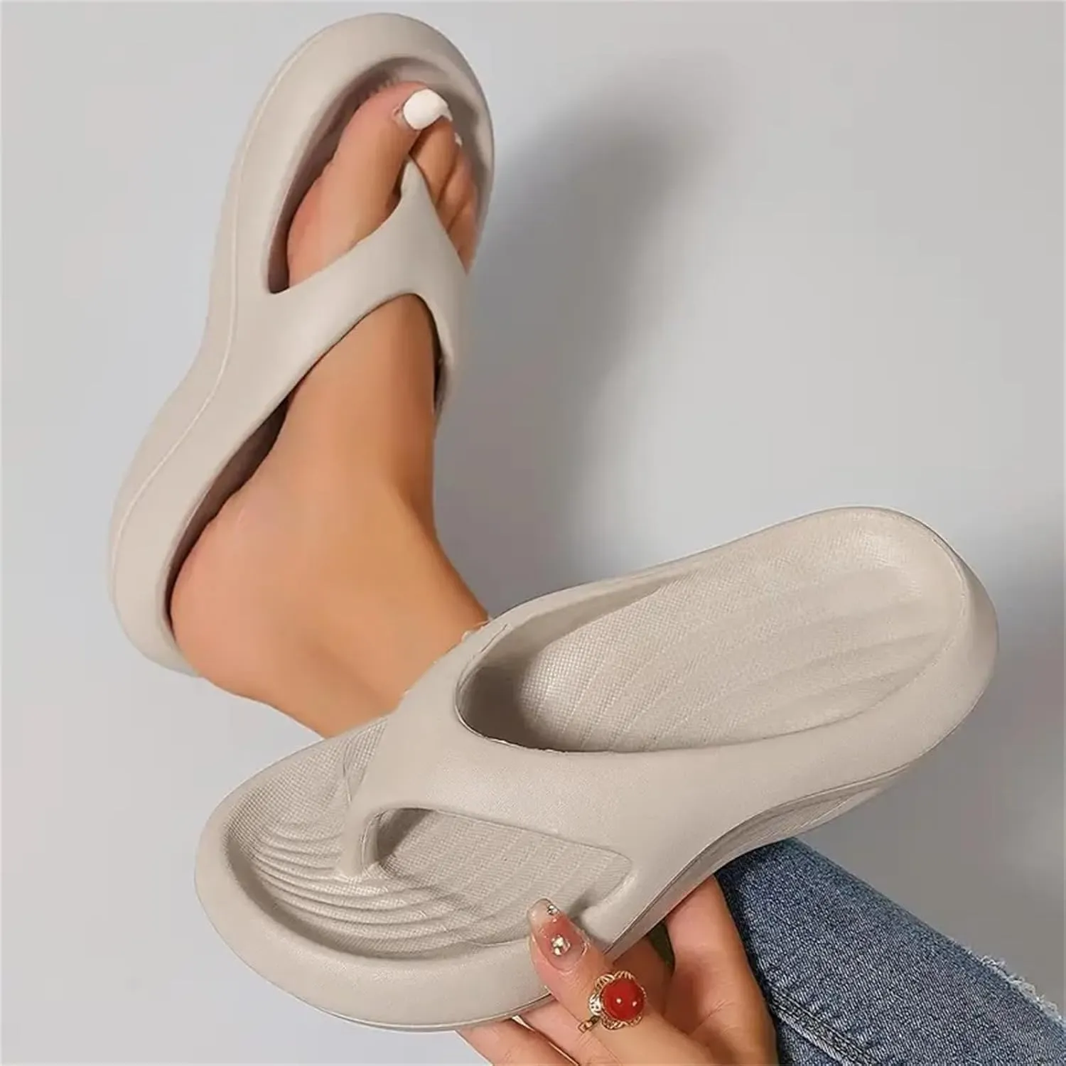 Pillow Arch Support Flip Flops, Unisex Comfortable Platform Walking Cloud Slides Non-slip Orthopedic Slippers Sandals