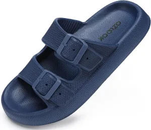 Pillow Slippers for Women Men - Cloud Slides Double Buckle Adjustable - EVA Ultra Cushion Sandals