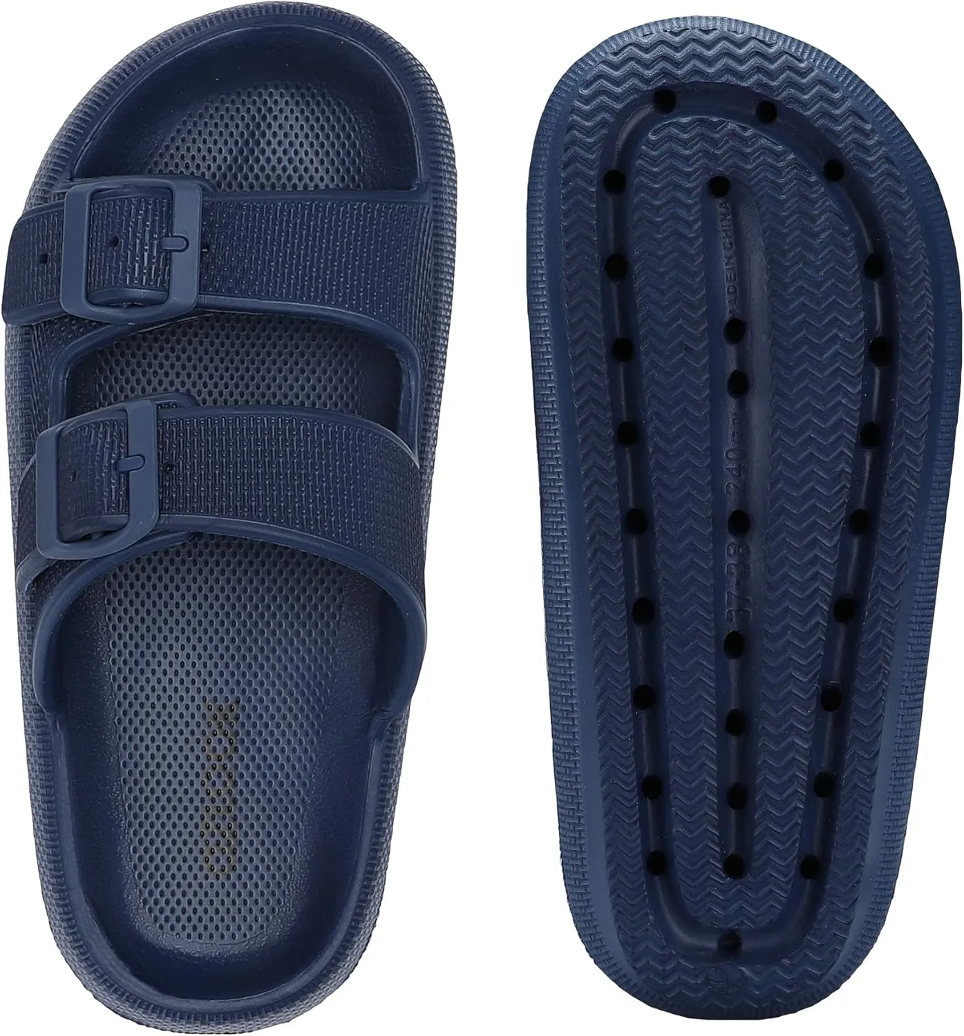 Pillow Slippers for Women Men - Cloud Slides Double Buckle Adjustable - EVA Ultra Cushion Sandals