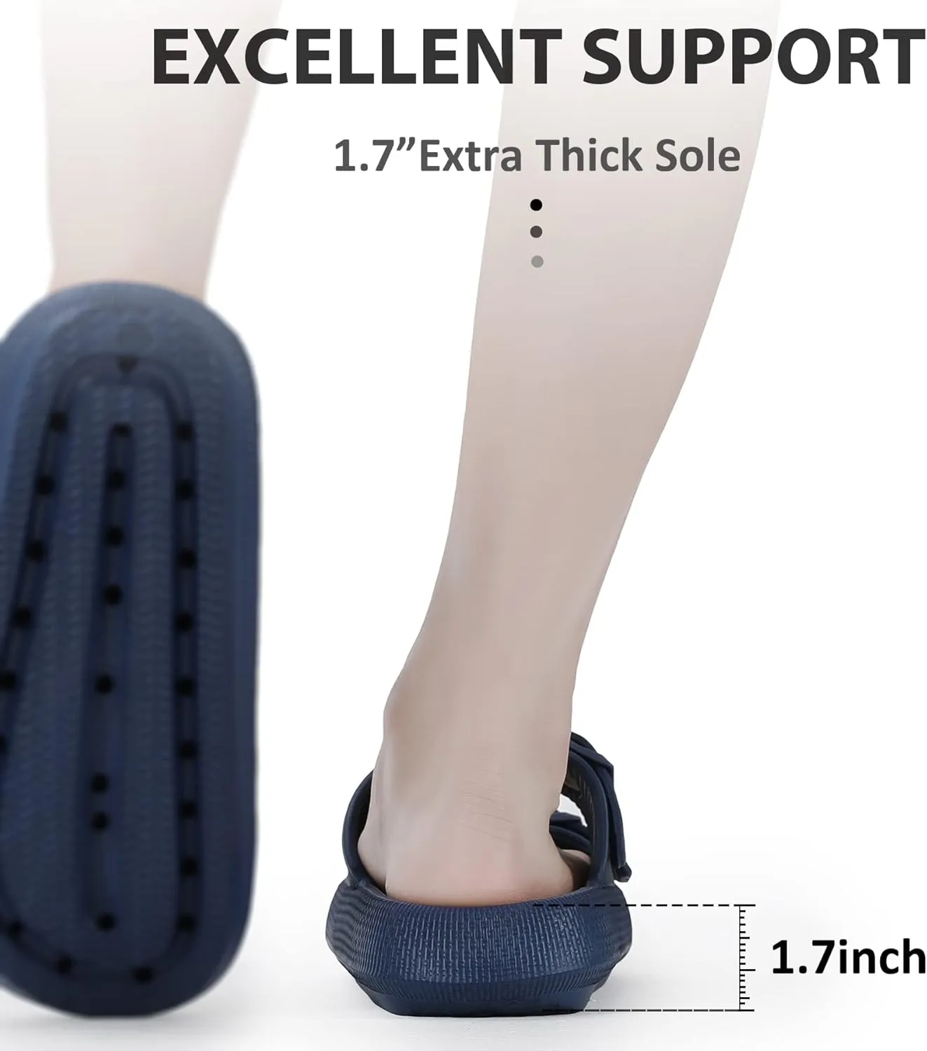 Pillow Slippers for Women Men - Cloud Slides Double Buckle Adjustable - EVA Ultra Cushion Sandals