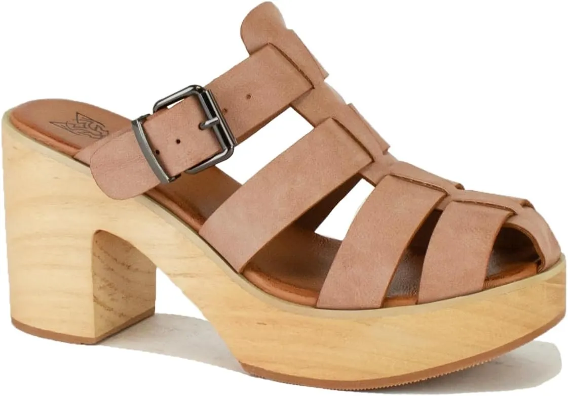 Platform Sandal for Women Wood Clogs High Heel Clogs Strap Mules Backless Slippers Slip On Slides Sandals