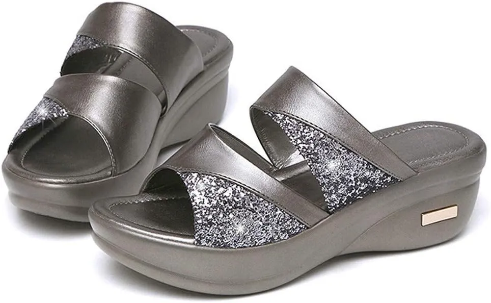 Platform Sandals for Women 2024 Fashion Shoes Women's Sandals Casual Toe Summer Platform Solid Ladies Wedge Women's