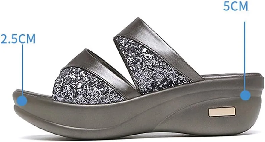Platform Sandals for Women 2024 Fashion Shoes Women's Sandals Casual Toe Summer Platform Solid Ladies Wedge Women's