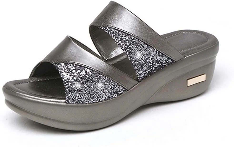 Platform Sandals for Women 2024 Fashion Shoes Women's Sandals Casual Toe Summer Platform Solid Ladies Wedge Women's