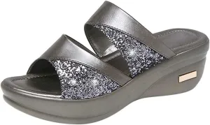 Platform Sandals for Women 2024 Fashion Shoes Women's Sandals Casual Toe Summer Platform Solid Ladies Wedge Women's