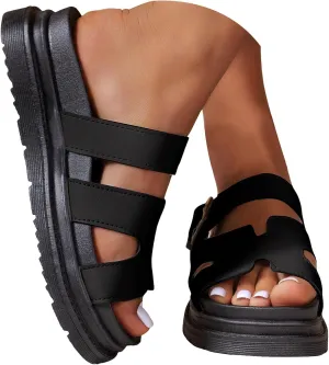 Platform Sandals Women Buckle Strap Open Toe Platform Wedge Sandals Comfort Soft Cushion Trendy Outdoor Women Sandals Dressy