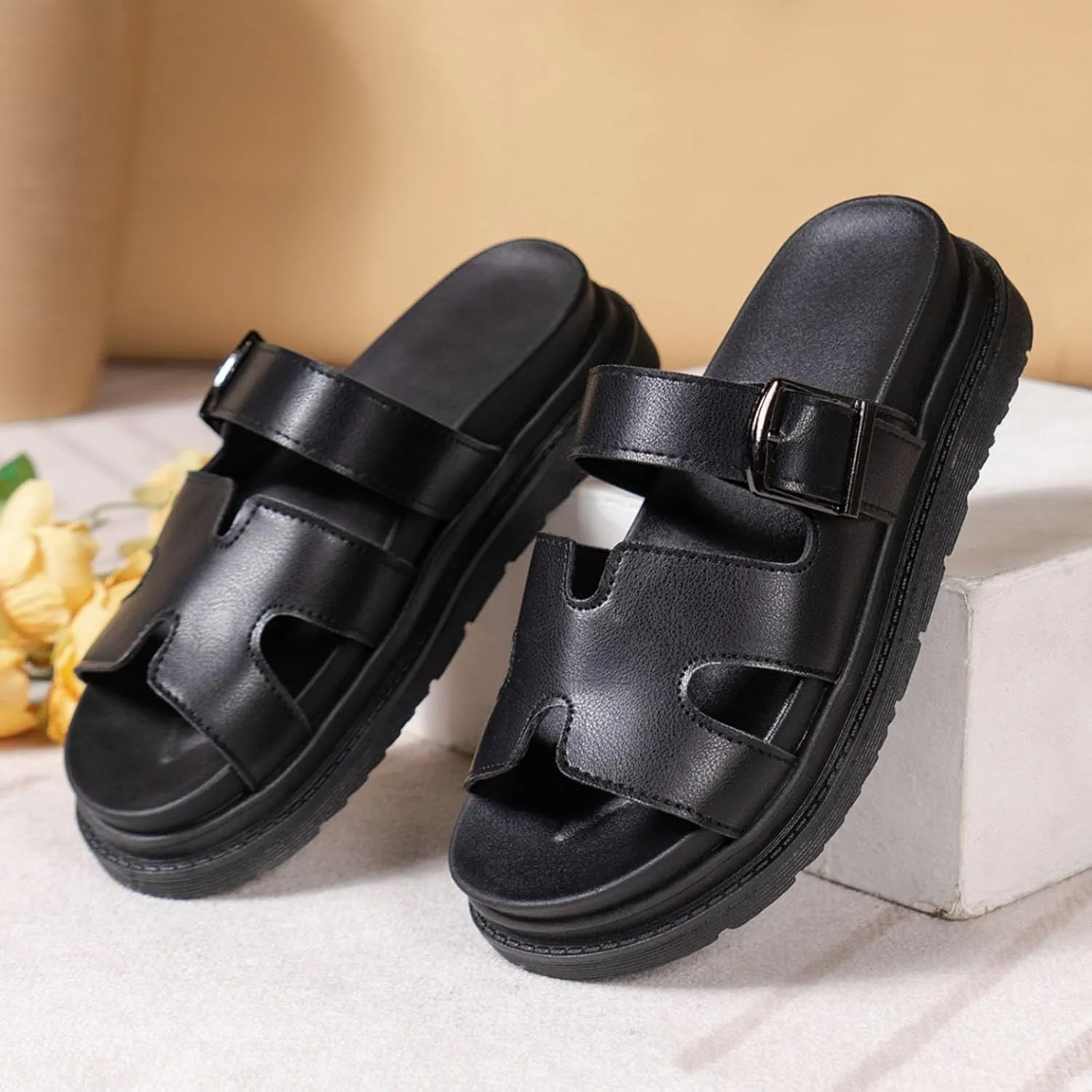 Platform Sandals Women Buckle Strap Open Toe Platform Wedge Sandals Comfort Soft Cushion Trendy Outdoor Women Sandals Dressy