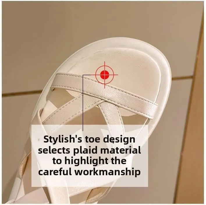 Platform sandals women's 2023 summer new cross-strap design hollow open-toed casual versatile high-top Roman shoes
