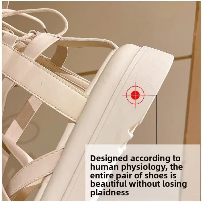 Platform sandals women's 2023 summer new cross-strap design hollow open-toed casual versatile high-top Roman shoes