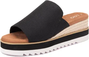 Platform Slip on Espadrille Sandals for Women Wedges Open Toe Slides Women's Bohemia Sandals Slip on Mules Sandal Summer Beach Slippers