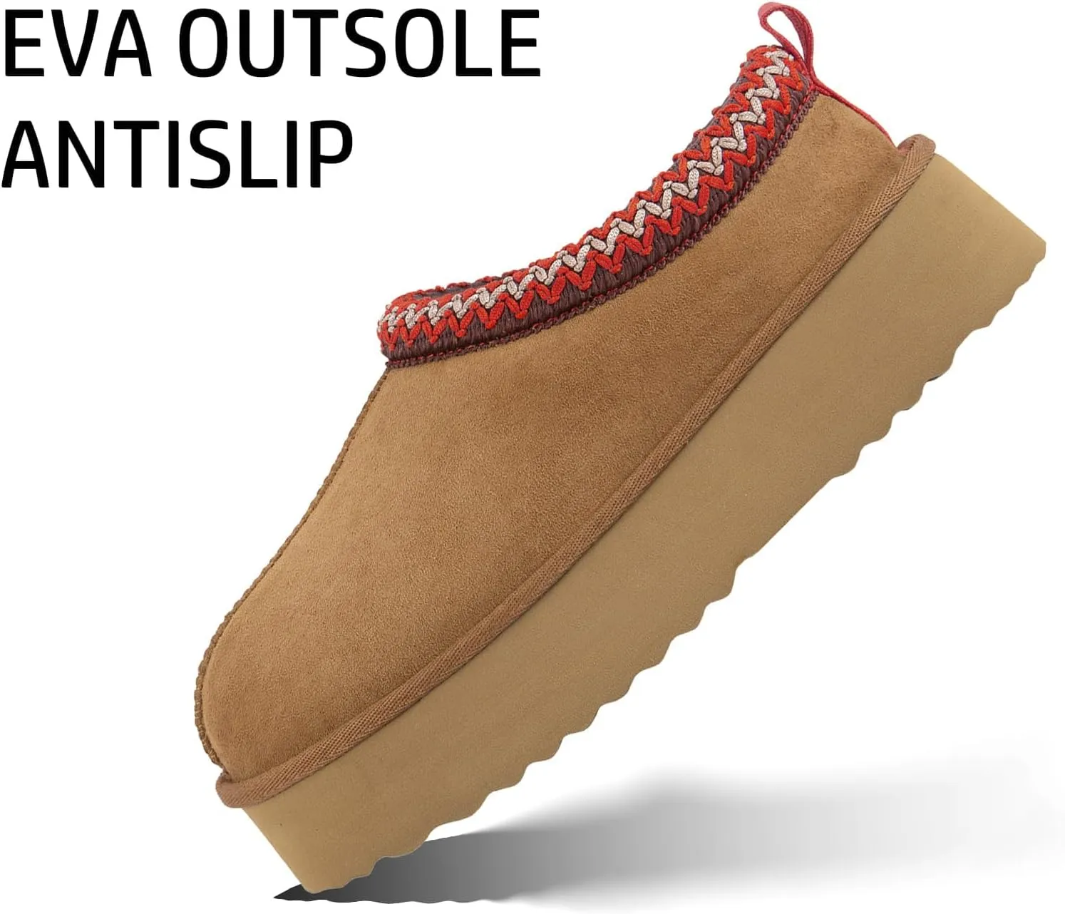Platform Slippers for Women Mini Boots Genuine Suede Genuine Fur Ankle Snow Boots Braided Indoor Outdoor Slip On Mules