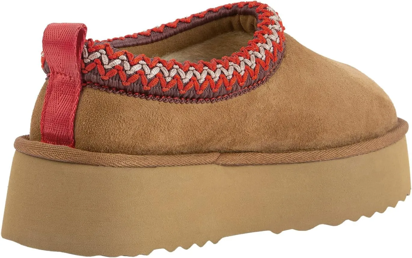 Platform Slippers for Women Mini Boots Genuine Suede Genuine Fur Ankle Snow Boots Braided Indoor Outdoor Slip On Mules