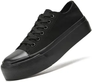 Platform Sneakers for Women Men Low Top Canvas Shoes for Women Classic Lace Up Canvas Platform Shoes Casual Tennis Walking Sneakers