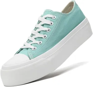 Platform Sneakers for Women Men Low Top Canvas Shoes for Women Classic Lace Up Canvas Platform Shoes Casual Tennis Walking Sneakers