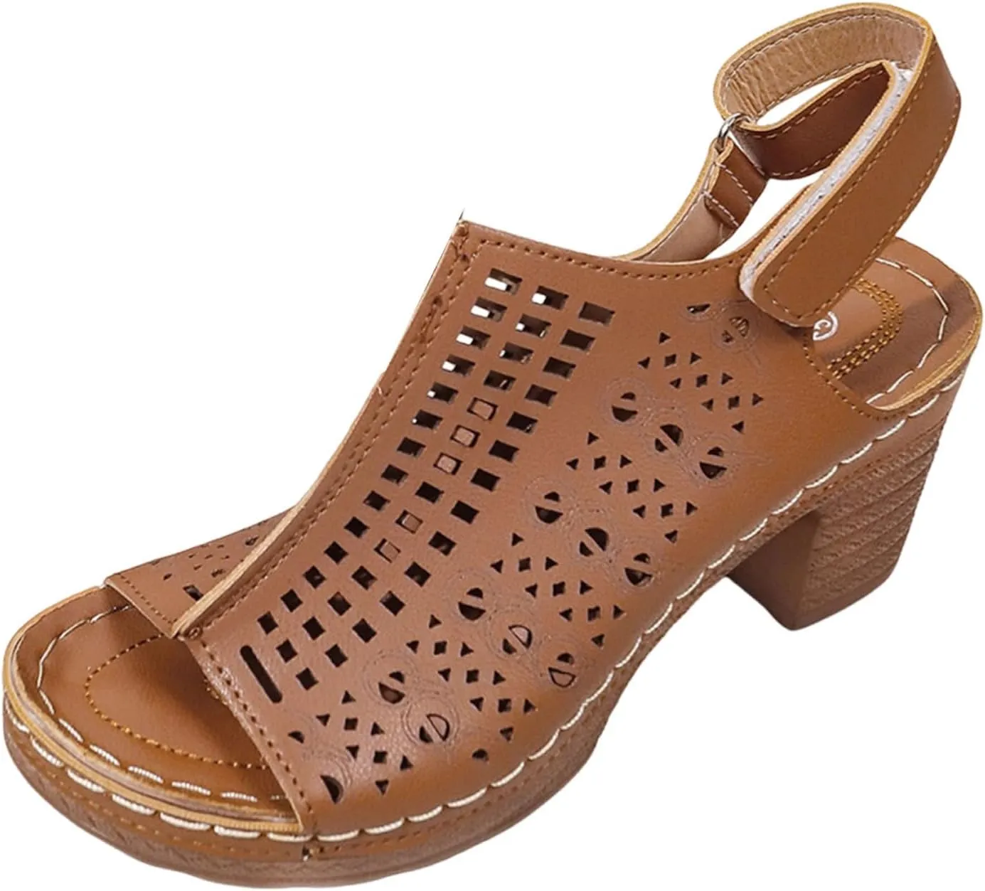 Platform Wedge Sandals Women Open Toe Ankle Strap Retro Block Heels Wedge Sandals 2024 Fashion Dress Shoes Slip on Comfortable Non Slip Sandals Summer