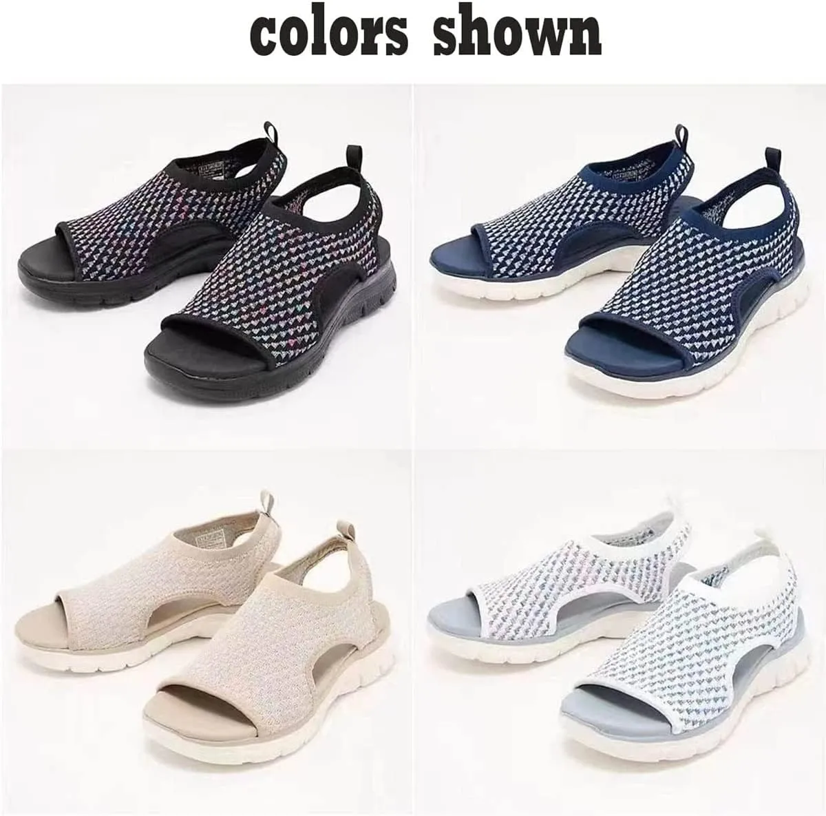 Premium Stretch Slingback Sports Sandals,Knit Thick Bottom Fish Mouth Casual Sandals Mesh Soft Sole Casual Women's Shoes,Summer Washable Slingback Orthopedic Knit Sandals Women
