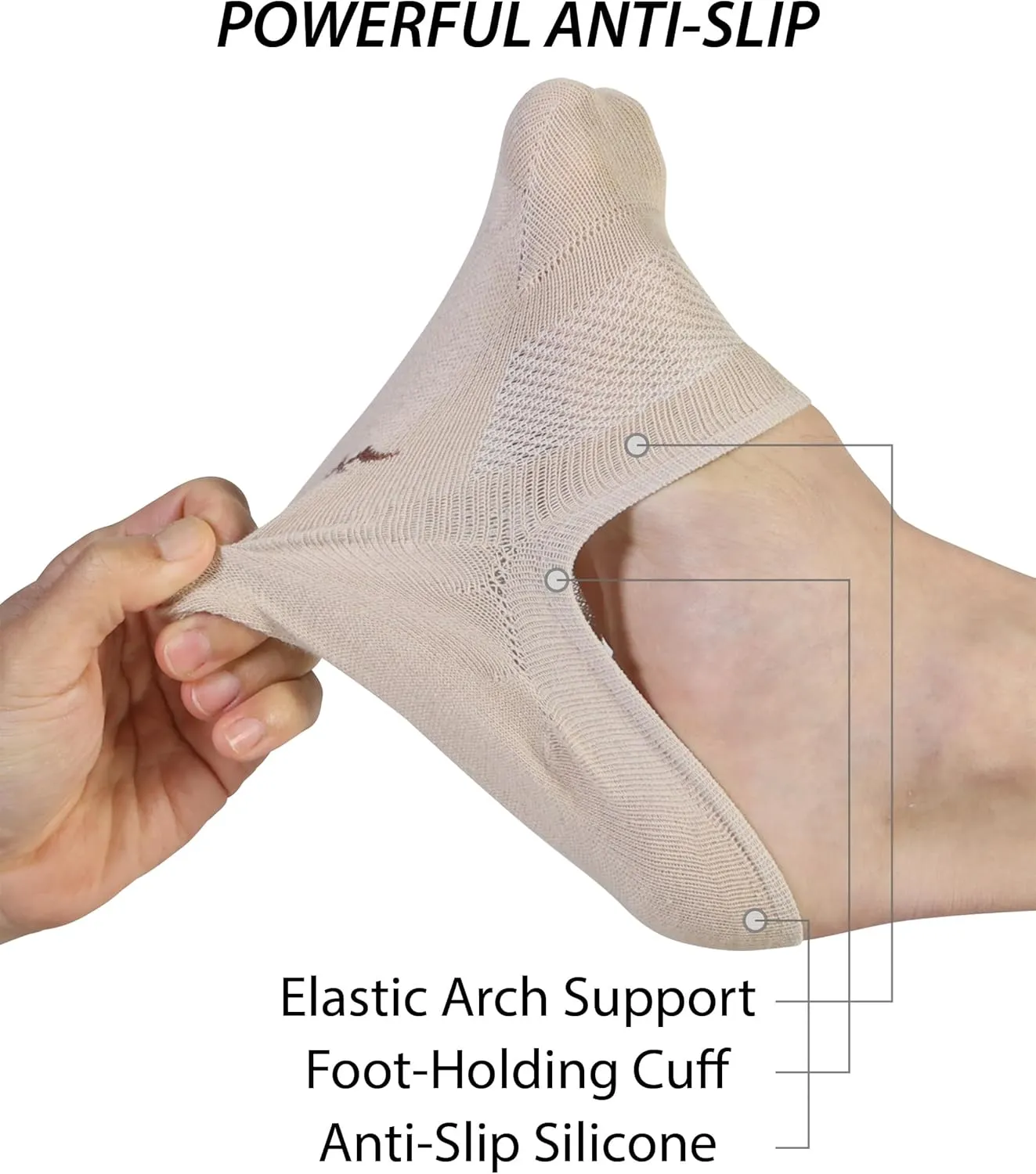 Pro Mountain Thin No Show Socks Seamless Wide Toe Box 6 Pack Liner Unisex Size S to X-Large Cotton Footies
