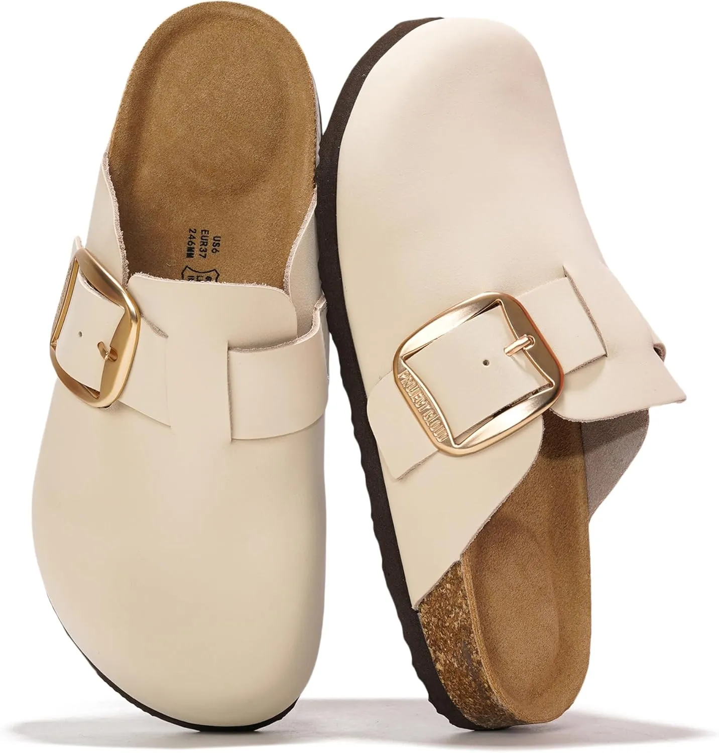 Project Cloud Genuine Leather Clogs for Women Shoes - Memory Foam Insole, Non-Slip & Natural Cork Footbed Womens Clogs and Mules 2025 (Manchester)