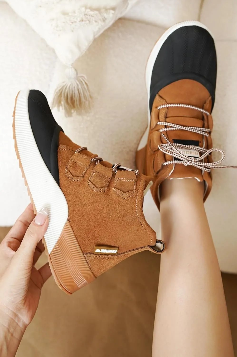 Project Cloud Waterproof Snow Boots for Women - Memory Foam Insole Non-Slip Womens Snow Boots & Winter Shoes with Shoe Lace - Lightweight Indoor Outdoor Shoes