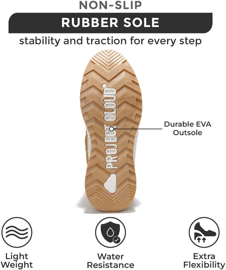 Project Cloud Waterproof Snow Boots for Women - Memory Foam Insole Non-Slip Womens Snow Boots & Winter Shoes with Shoe Lace - Lightweight Indoor Outdoor Shoes