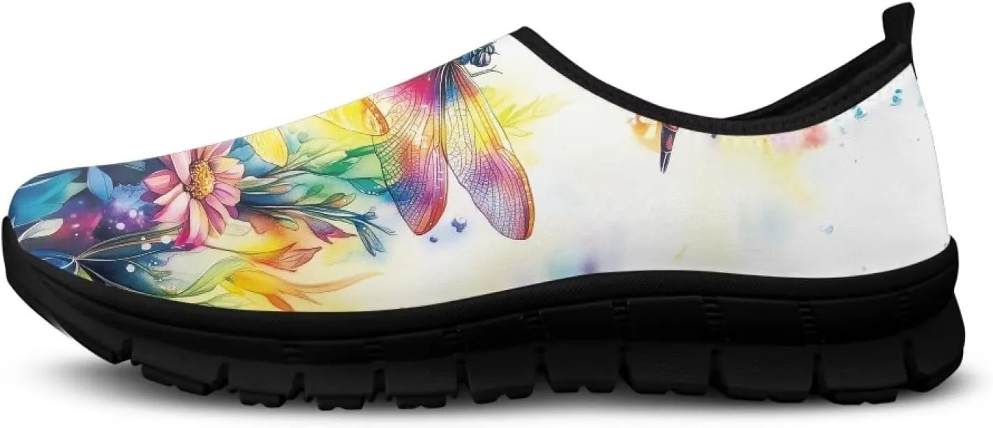 Pxjivorg Women's Art Pattern Slip-On Sneakers Casual Low-Top Flat Dress Shoes Soft Shoes Ladies Non-Slip Workout Holiday Shoes US Size 5.5-11.5