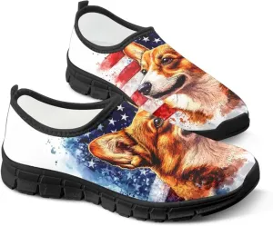 Pxjivorg Women's Art Pattern Slip-On Sneakers Casual Low-Top Flat Dress Shoes Soft Shoes Ladies Non-Slip Workout Holiday Shoes US Size 5.5-11.5