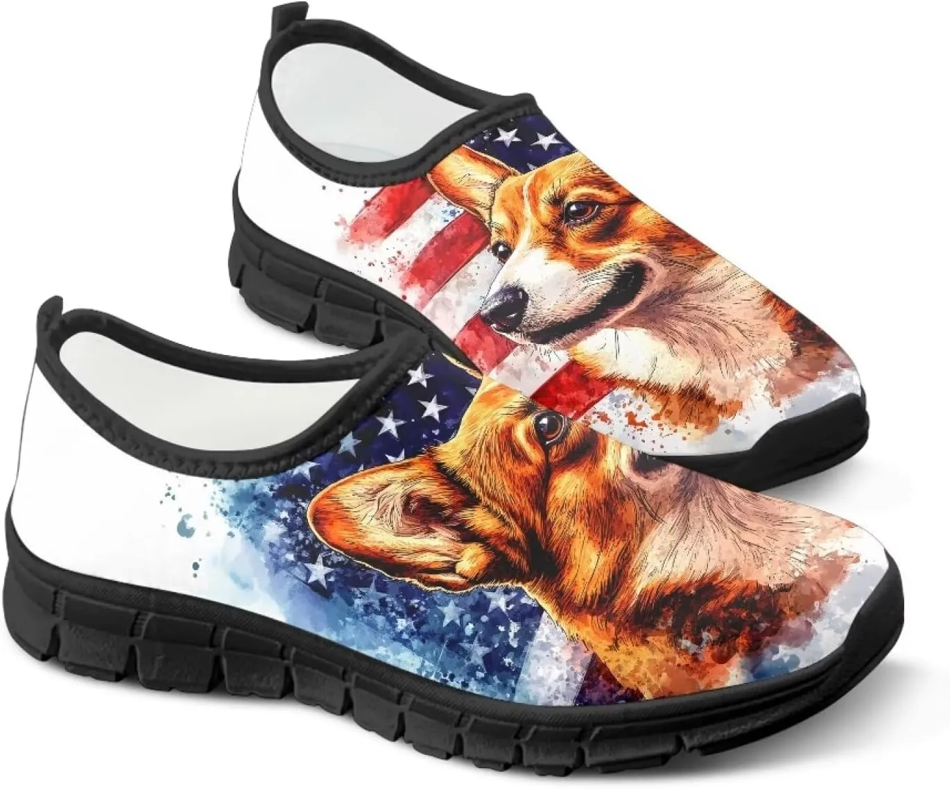 Pxjivorg Women's Art Pattern Slip-On Sneakers Casual Low-Top Flat Dress Shoes Soft Shoes Ladies Non-Slip Workout Holiday Shoes US Size 5.5-11.5