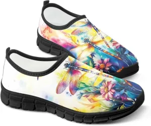 Pxjivorg Women's Art Pattern Slip-On Sneakers Casual Low-Top Flat Dress Shoes Soft Shoes Ladies Non-Slip Workout Holiday Shoes US Size 5.5-11.5