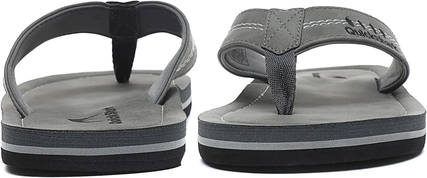 Quickshark Mens Flip Flops Leather Thong Sandals Arch Support Beach Slippers