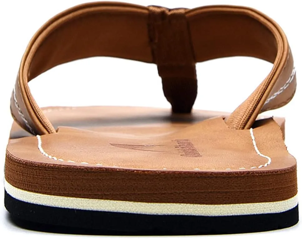 Quickshark Mens Flip Flops Leather Thong Sandals Arch Support Beach Slippers