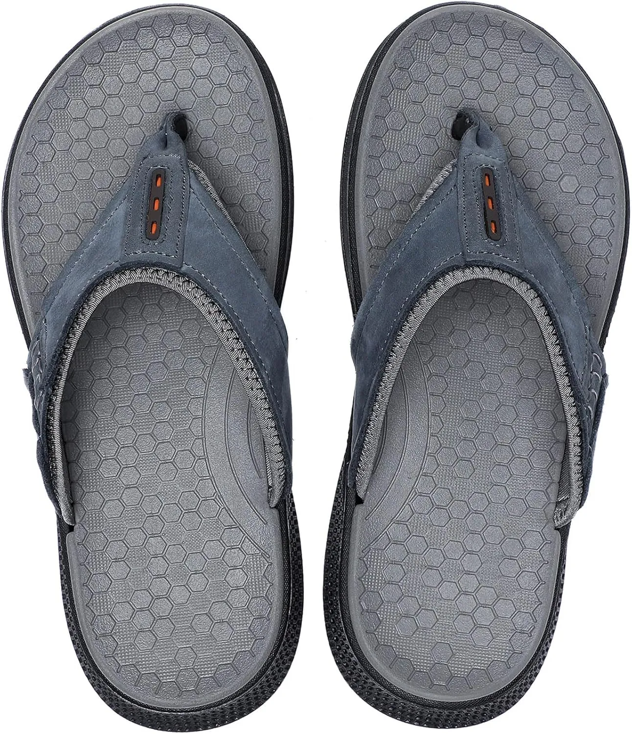 Quickshark Mens Flip Flops Leather Thong Sandals Arch Support Beach Slippers