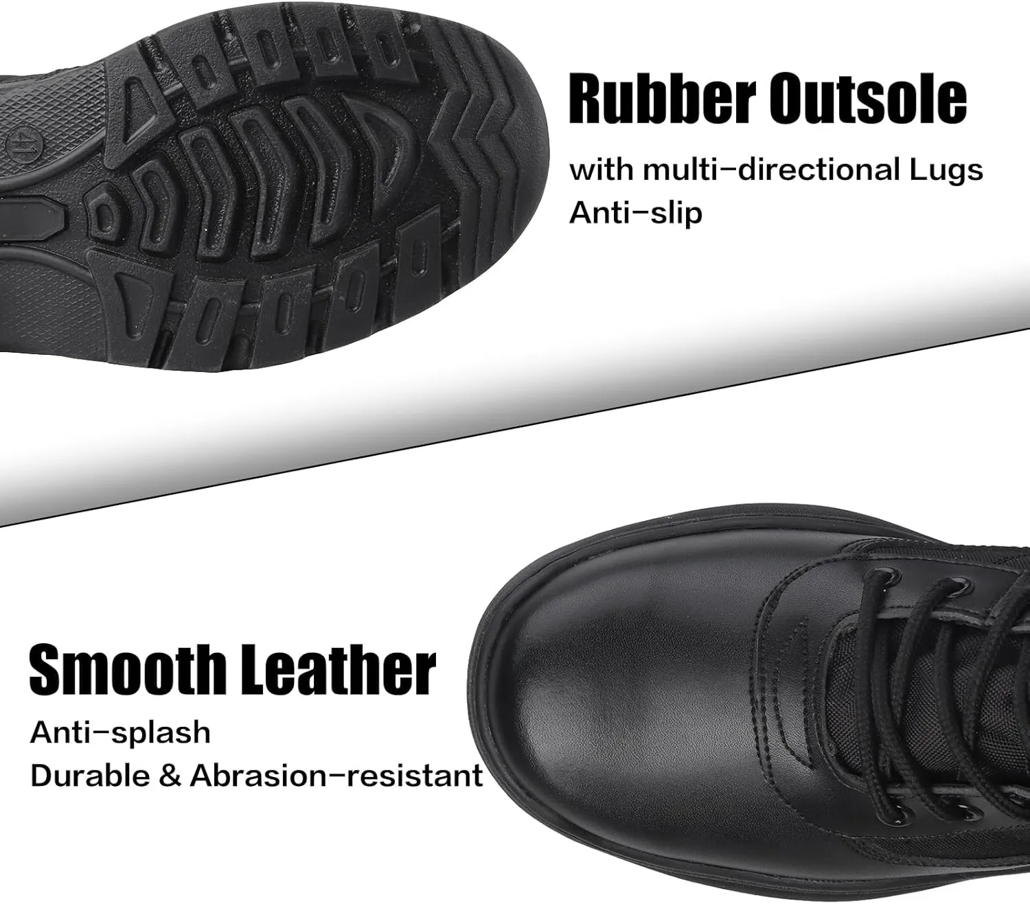 QUNLON Men's Tactical Military Boots Side Zipper Lightweight 8'' Army Combat Motorcycle Boots for Duty Work