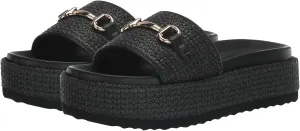 Raffia Platform Sandals for Women Raffia Espadrilles Slides Comfortable Open Toe Slip On Summer Beach Slides Sandals