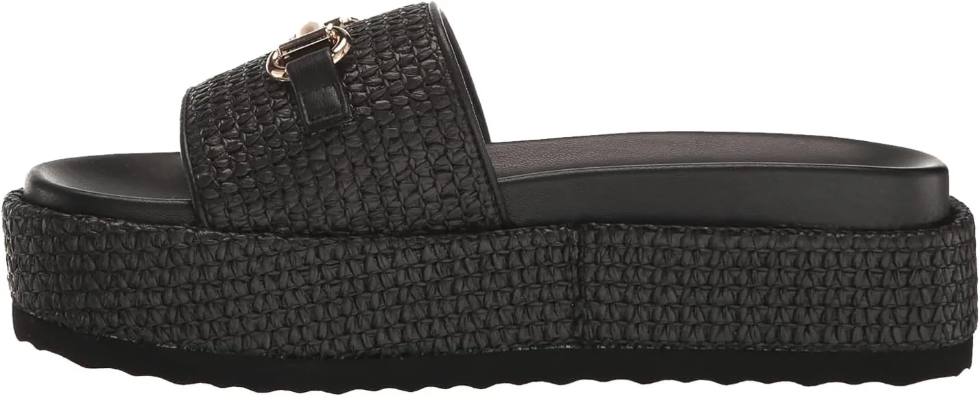 Raffia Platform Sandals for Women Raffia Espadrilles Slides Comfortable Open Toe Slip On Summer Beach Slides Sandals