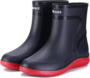Rain Boots for Women and Men, Waterproof Lightweight Comfortable Anti-slip Ankle Height Rubber Garden Booties