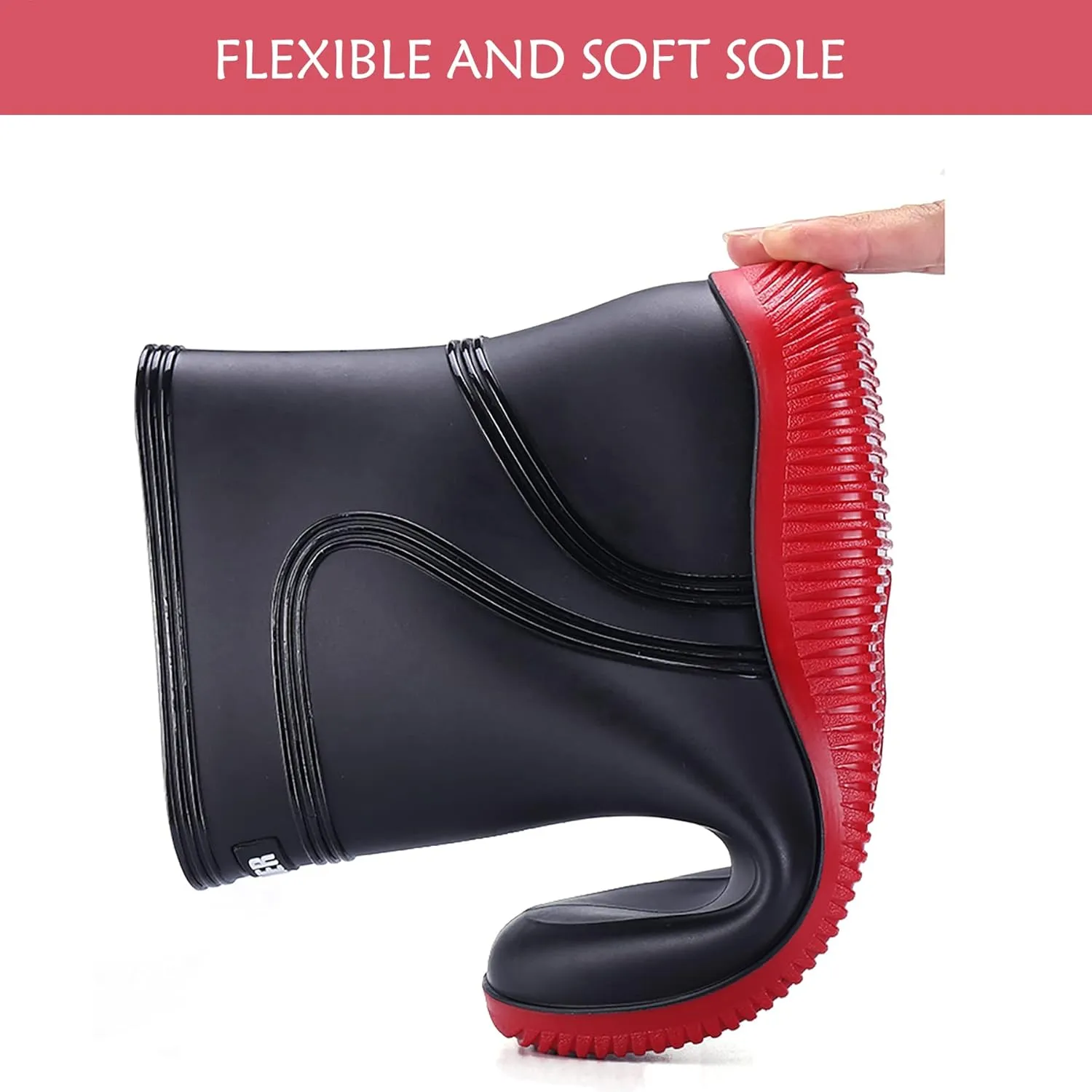 Rain Boots for Women and Men, Waterproof Lightweight Comfortable Anti-slip Ankle Height Rubber Garden Booties