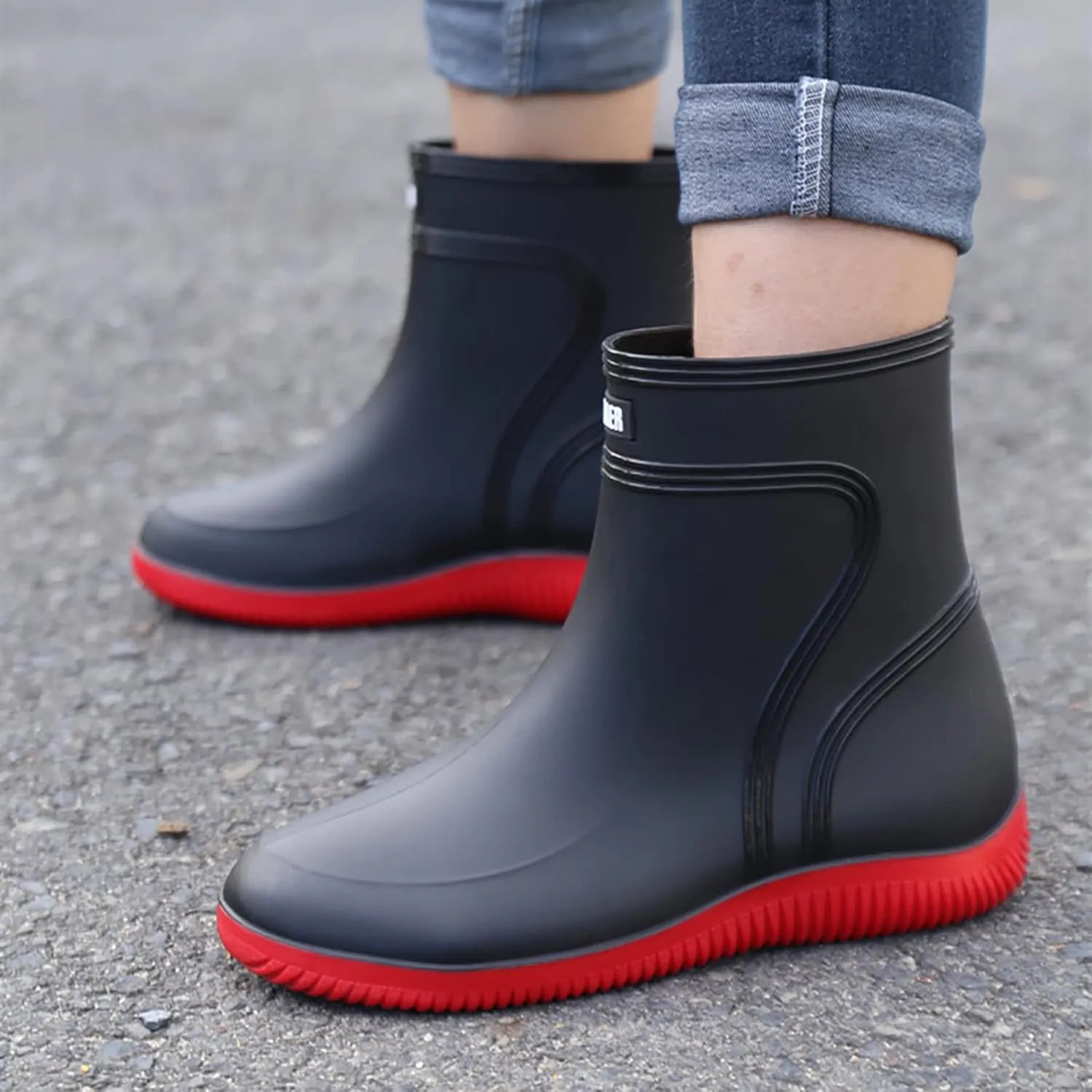 Rain Boots for Women and Men, Waterproof Lightweight Comfortable Anti-slip Ankle Height Rubber Garden Booties