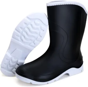 Rain Boots for Women，Waterproof Garden Rubber Boots, Non-slip Width Mid-Calf Comfort Short Boots, Ankle Rainboots Boots, Lightweight Platform Mud Boots Water Shoes for Outdoor Working Fishing