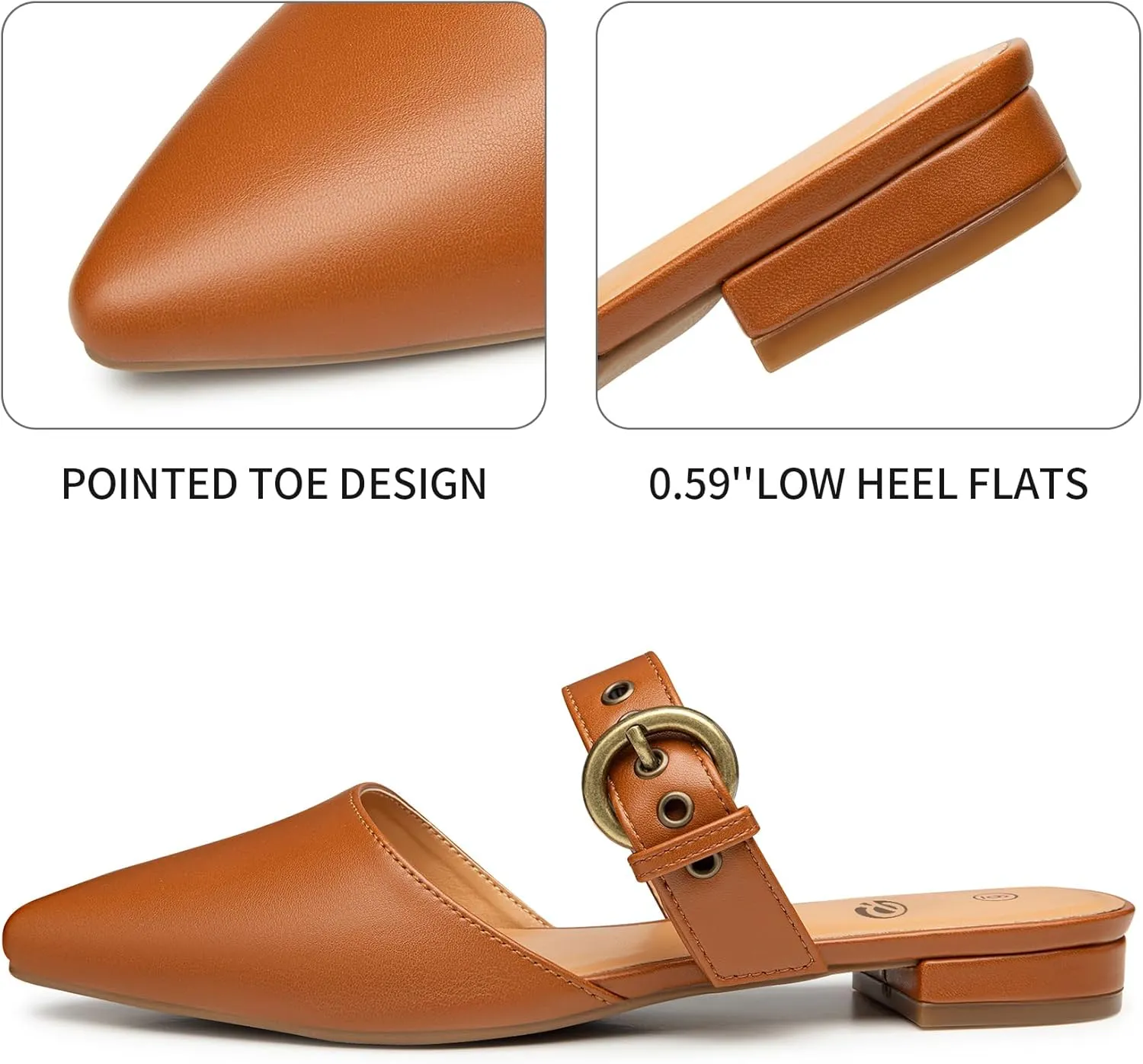 Rekayla Mules for Women Adjustable Strap Pointed Toe Backless Loafer Shoes…